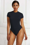 Round Neck Short Sleeve Bodysuit - Trendsi - Flyclothing LLC