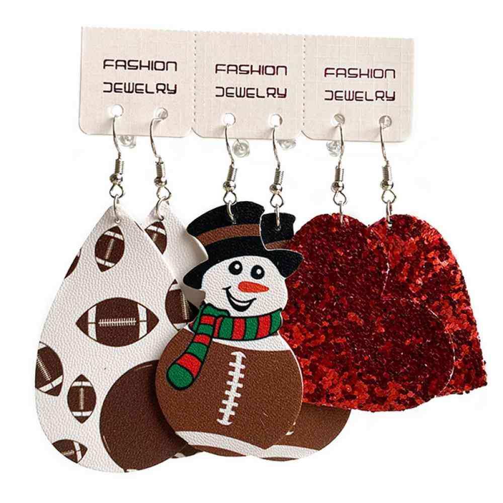 Snowman, Ball, and Heart Earrings Set - Trendsi - Flyclothing LLC