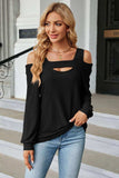Cold Shoulder Square Neck Cutout Blouse - Trendsi - Flyclothing LLC