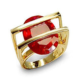 Alamode Gold 925 Sterling Silver Ring with Synthetic Garnet in Ruby - Alamode - Flyclothing LLC