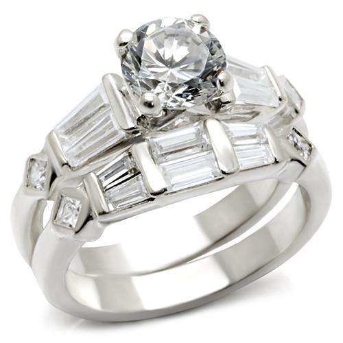 Alamode Rhodium Brass Ring with AAA Grade CZ in Clear - Alamode - Flyclothing LLC