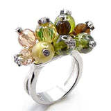 Alamode Rhodium Brass Ring with AAA Grade CZ in Multi Color - Alamode - Flyclothing LLC