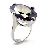 Alamode Rhodium Brass Ring with AAA Grade CZ in Amethyst - Alamode - Flyclothing LLC