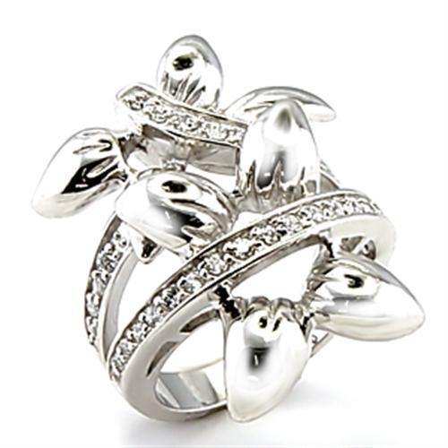 Alamode Rhodium Brass Ring with AAA Grade CZ in Clear - Alamode - Flyclothing LLC