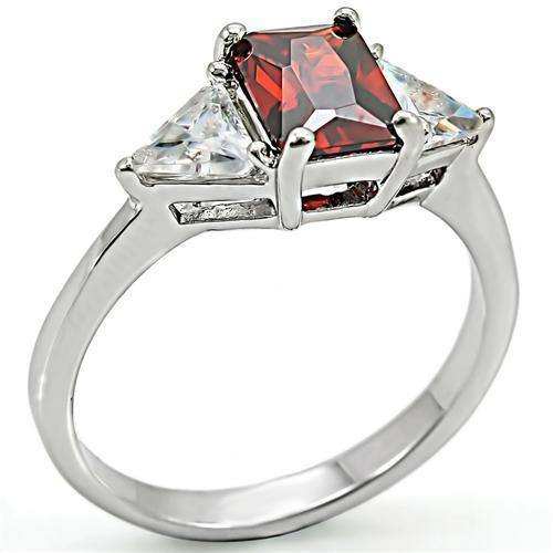 Alamode High-Polished 925 Sterling Silver Ring with AAA Grade CZ in Garnet - Alamode - Flyclothing LLC