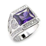 Alamode Rhodium Brass Ring with AAA Grade CZ in Amethyst - Alamode - Flyclothing LLC