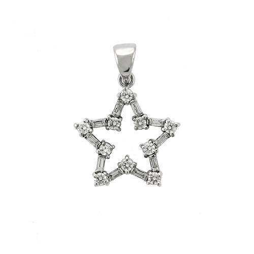 Alamode High-Polished 925 Sterling Silver Pendant with AAA Grade CZ in Clear - Alamode - Flyclothing LLC