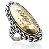 Alamode Reverse Two-Tone Brass Ring with No Stone - Alamode - Flyclothing LLC