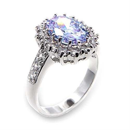 Alamode Rhodium Brass Ring with AAA Grade CZ in Light Amethyst - Alamode - Flyclothing LLC