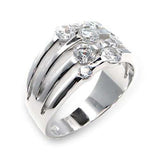 Alamode High-Polished 925 Sterling Silver Ring with AAA Grade CZ in Clear - Alamode - Flyclothing LLC
