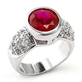 Alamode Rhodium Brass Ring with Synthetic Garnet in Ruby - Alamode - Flyclothing LLC