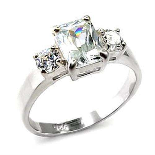 Alamode High-Polished 925 Sterling Silver Ring with AAA Grade CZ in Clear - Alamode - Flyclothing LLC