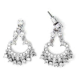 Alamode High-Polished 925 Sterling Silver Earrings with AAA Grade CZ in Clear - Alamode - Flyclothing LLC