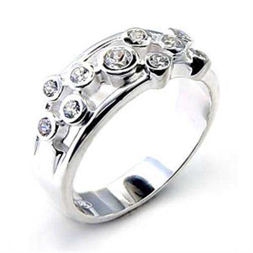 Alamode High-Polished 925 Sterling Silver Ring with AAA Grade CZ in Clear - Alamode - Flyclothing LLC