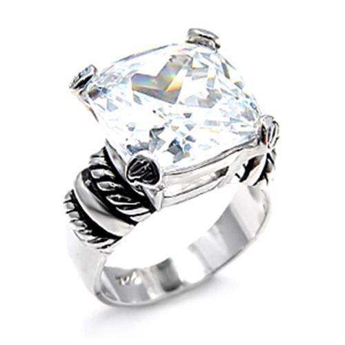 Alamode Rhodium 925 Sterling Silver Ring with AAA Grade CZ in Clear - Alamode - Flyclothing LLC