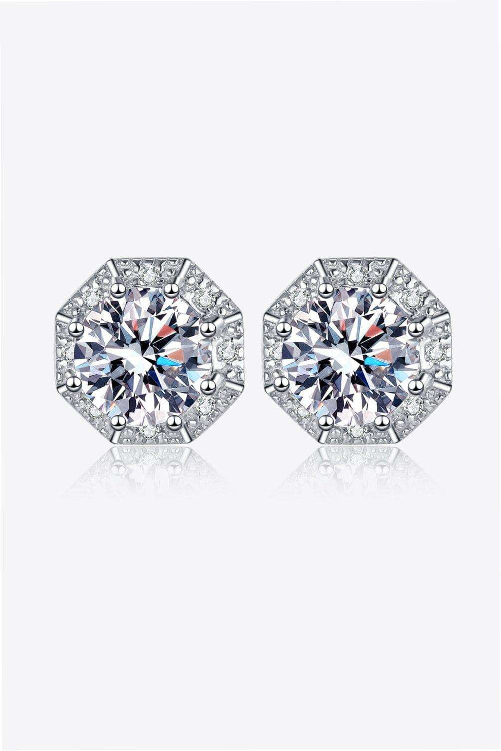 2 Carat Moissanite 925 Sterling Silver Stud Earrings - Trendsi - Flyclothing LLC