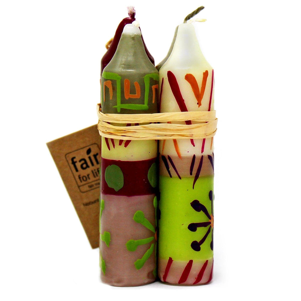 Hand-Painted 4" Dinner or Shabbat Candles, Set of 4 (Kileo Design) - Nobunto