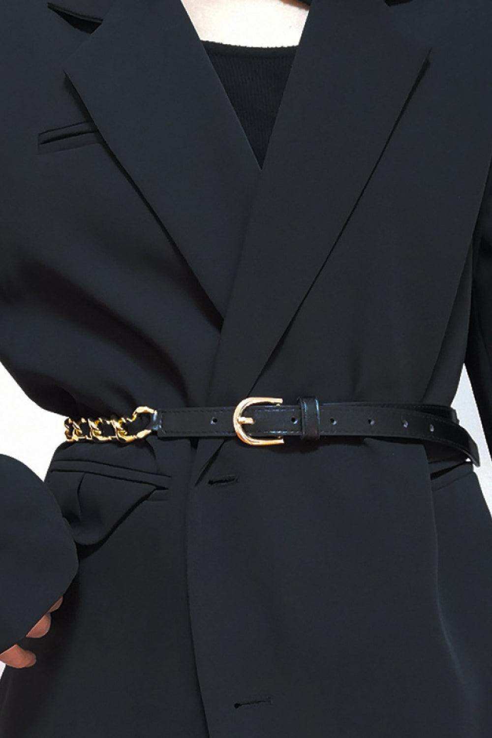 PU Chain Skinny Belt - Trendsi - Flyclothing LLC