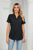 Curved Hem Johnny Collar Polo Shirt - Trendsi - Flyclothing LLC