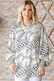 First Love Tiger Print Collared Neck Long Sleeve Satin Shirt - Trendsi - Flyclothing LLC