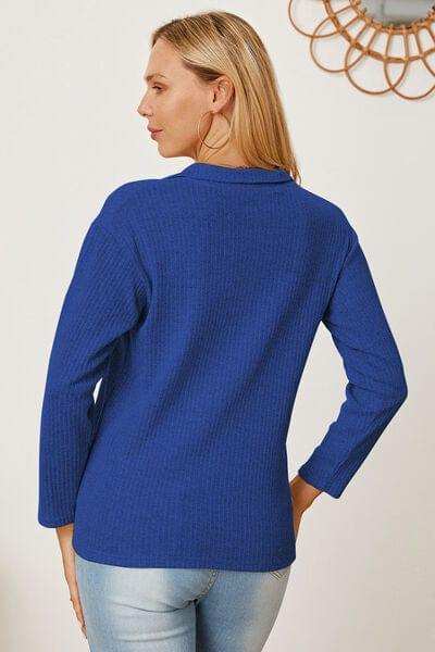 Collared Neck Dropped Shoulder T-Shirt - Trendsi - Flyclothing LLC