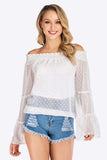 Swiss Dot Off-Shoulder Blouse - Trendsi - Flyclothing LLC