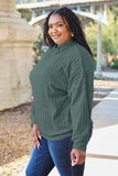 Basic Bae Full Size Ribbed Exposed Seam Mock Neck Knit Top - Trendsi - Flyclothing LLC