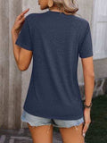 Heathered Round Neck Short Sleeve T-Shirt - Trendsi - Flyclothing LLC