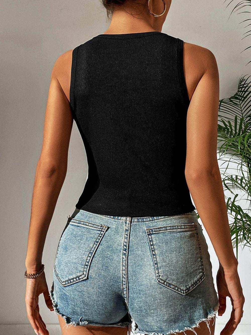 Leopard Cutout Round Neck Tank - Trendsi - Flyclothing LLC