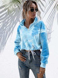 Tie-Dye Quarter Zip Dropped Shoulder Sweatshirt - Trendsi - Flyclothing LLC