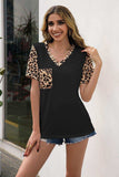 Leopard V-Neck Tunic Tee - Trendsi - Flyclothing LLC