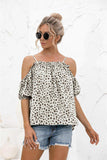 Printed Cold-Shoulder Frill Trim Blouse - Trendsi - Flyclothing LLC