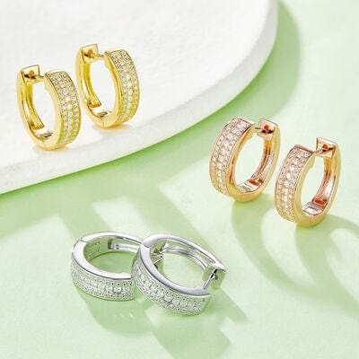 Moissanite 925 Sterling Silver Huggie Earrings - Trendsi - Flyclothing LLC