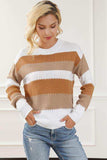 Striped Round Neck Long Sleeve Knit Top - Trendsi - Flyclothing LLC