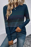 Striped Round Neck Long Sleeve T-Shirt - Trendsi - Flyclothing LLC