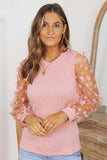 Textured Applique Long Sleeve Blouse - Trendsi - Flyclothing LLC
