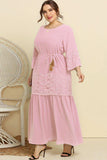 Plus Size Spliced Lace Tassel Belted Dress - Trendsi - Flyclothing LLC