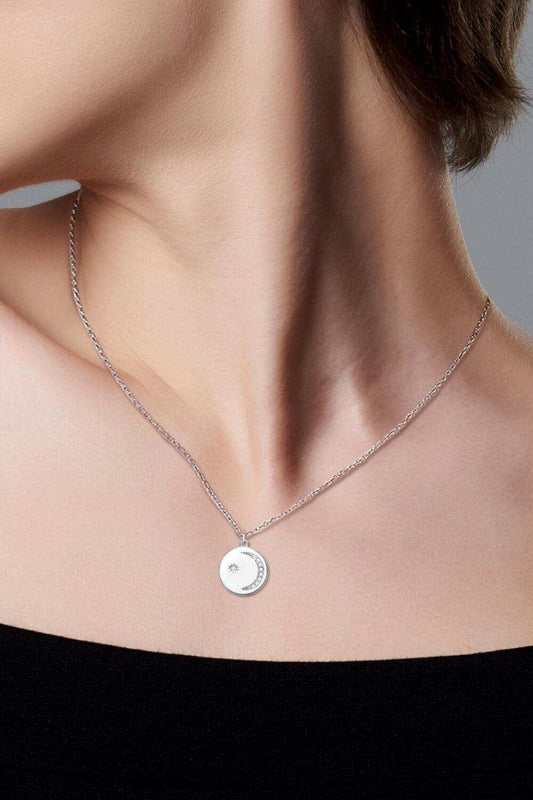 Moissanite Round Pendant Necklace - Trendsi - Flyclothing LLC