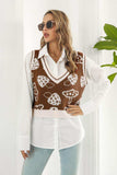 Printed Plunge Neck Sweater Vest - Trendsi - Flyclothing LLC
