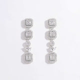 925 Sterling Silver Inlaid Zircon Geometric Dangle Earrings - Trendsi - Flyclothing LLC