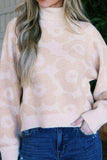 Flower Pattern Turtleneck Long Sleeve Sweater - Trendsi - Flyclothing LLC