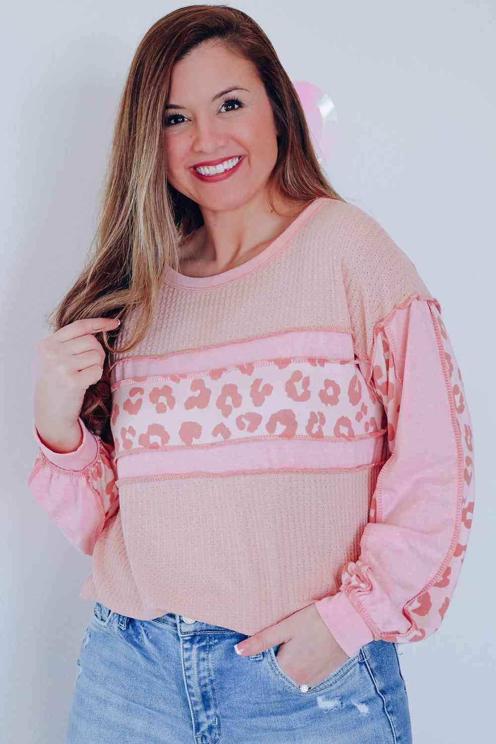 Leopard Exposed Seam Blouse - Trendsi - Flyclothing LLC