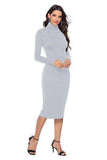 Ribbed Turtleneck Long Sleeve Dress - Trendsi - Flyclothing LLC