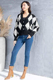 Geometric Button Up Dropped Shoulder Cardigan - Trendsi - Flyclothing LLC