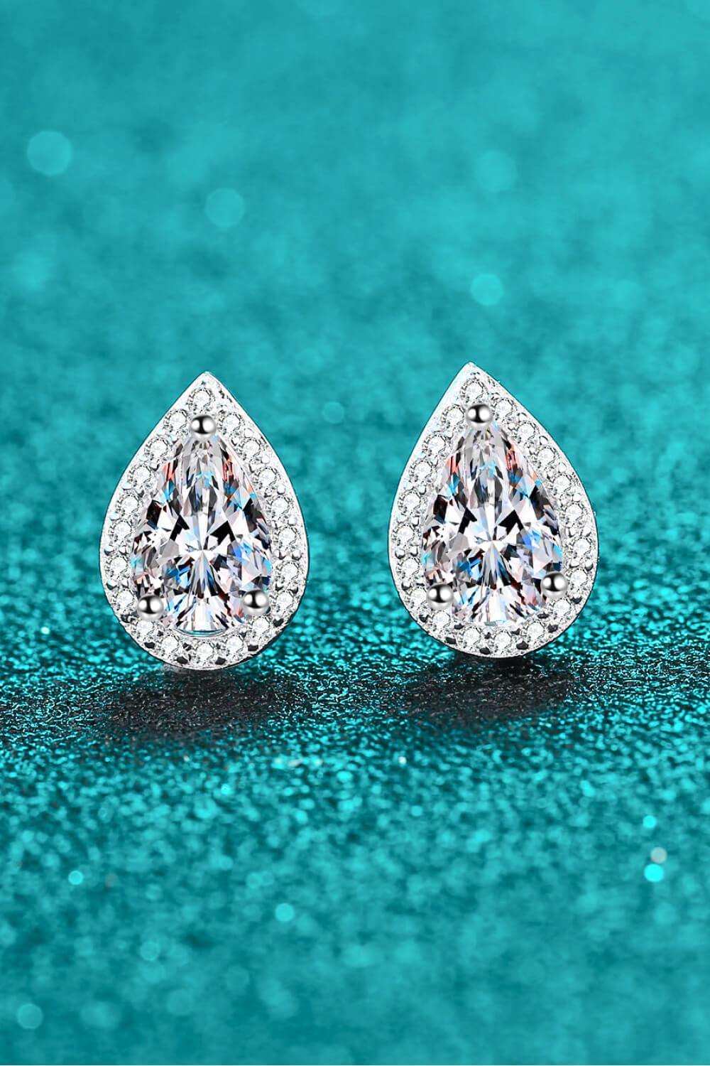 Moissanite Teardrop Stud Earrings - Trendsi - Flyclothing LLC