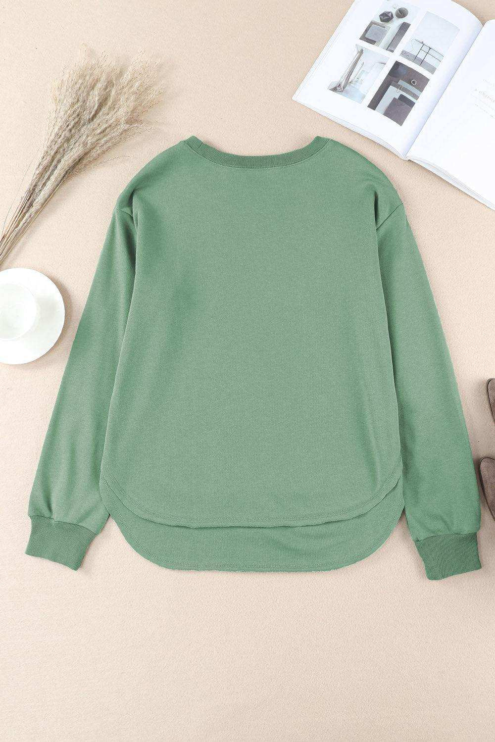 Side Slit Drop Shoulder Sweatshirt - Trendsi - Flyclothing LLC