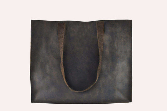 Kiko Leather Raw Edge Tote - Kiko - Flyclothing LLC