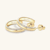 925 Sterling Silver Inlaid Moissanite C-Hoop Earrings - Trendsi - Flyclothing LLC