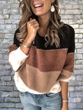 Color Block Round Neck Sweater - Trendsi - Flyclothing LLC