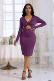 Cutout Twisted Long Sleeve Dress - Trendsi - Flyclothing LLC